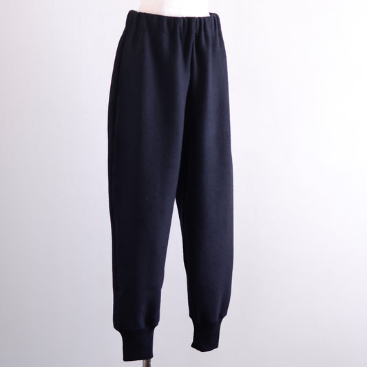 Wool Nylon Rib Hem Pants Black