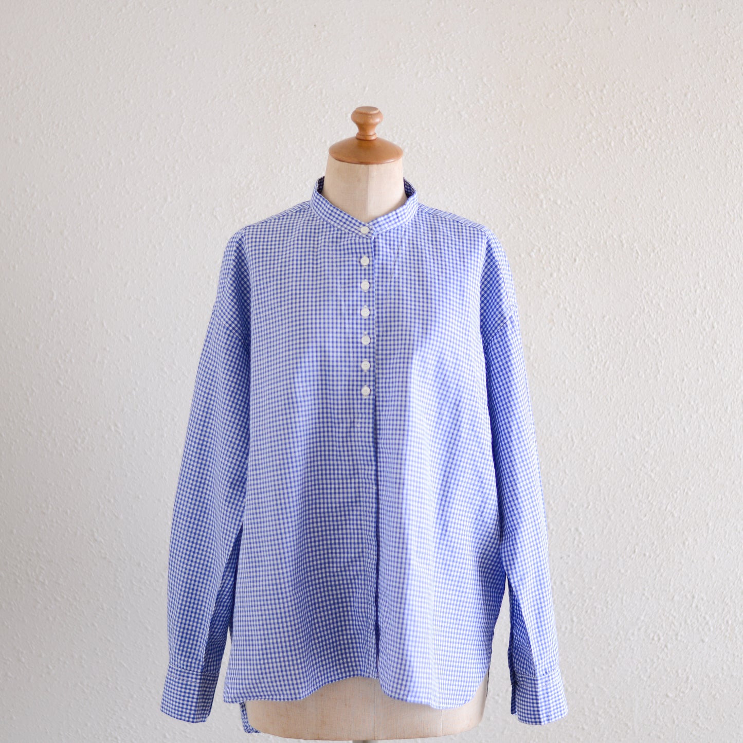 コットンリネンリラックスシャツ Off White×Blue