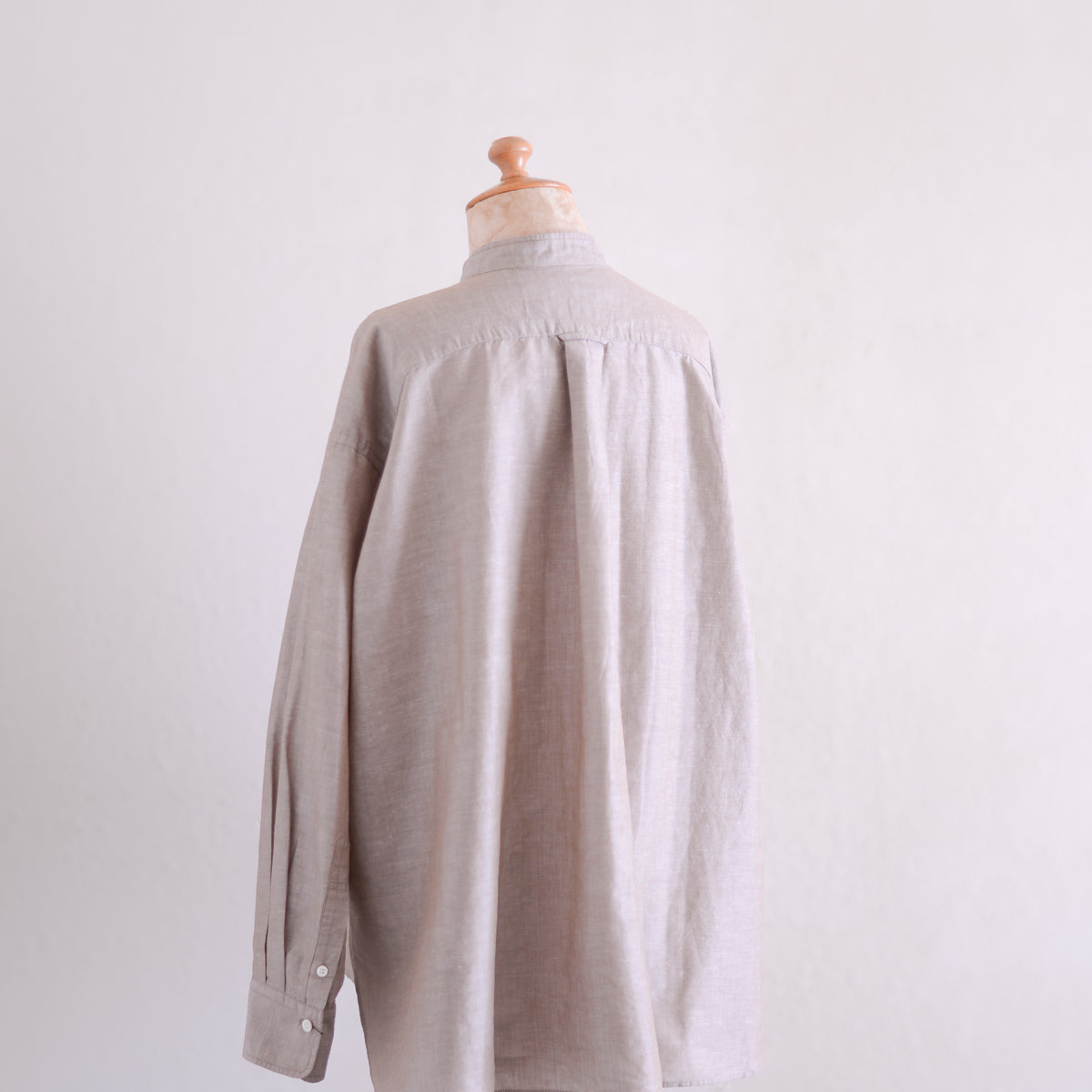 Cotton Linen Concealed Button Shirt Beige