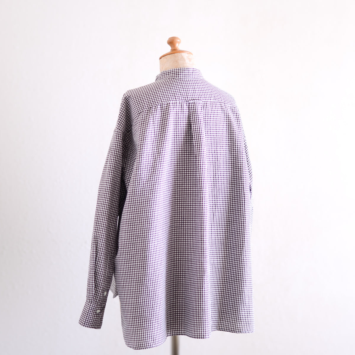 Cotton Linen Concealed Button Shirt Off White × Brown