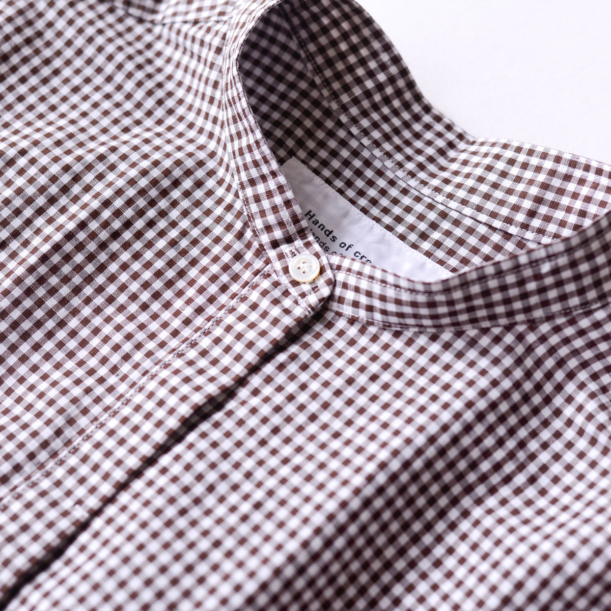 Cotton Linen Concealed Button Shirt Off White × Brown