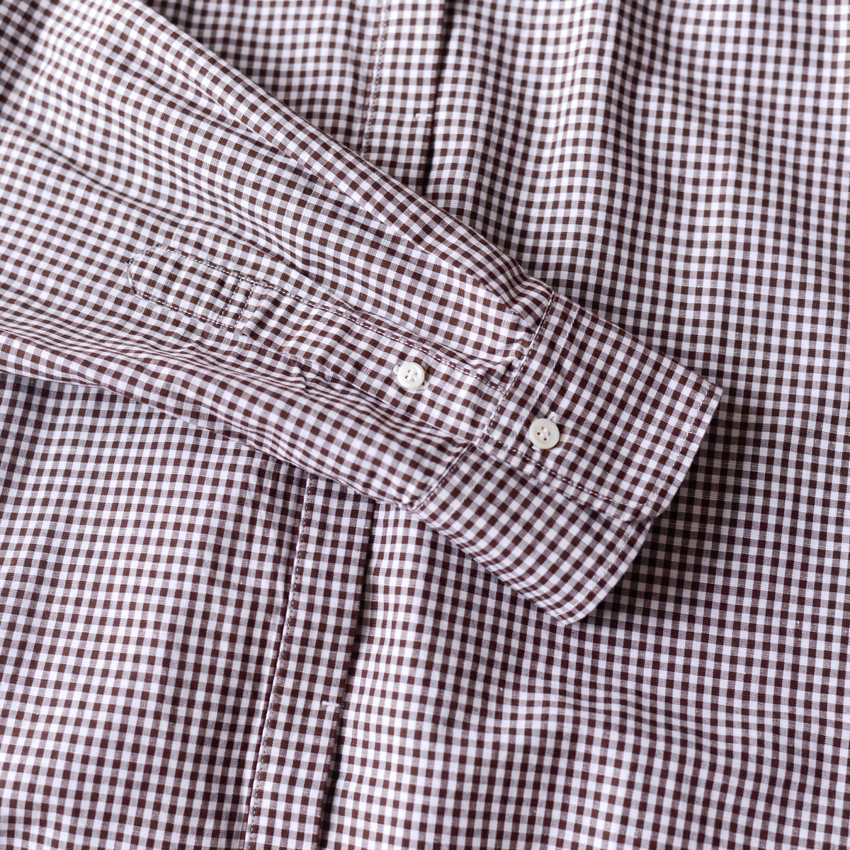 Cotton Linen Concealed Button Shirt Off White × Brown