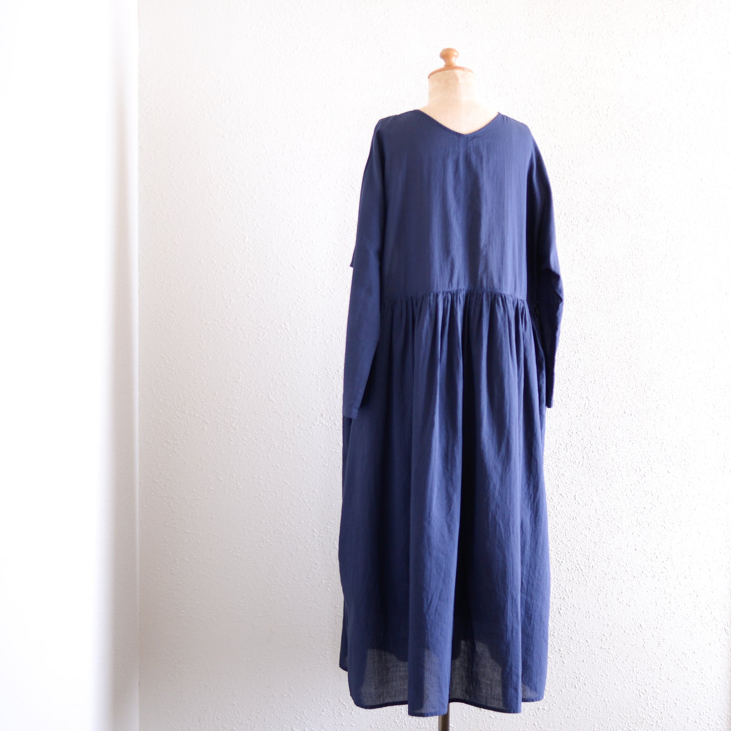 コットンリネン2ウェイギャザーワンピース Blue