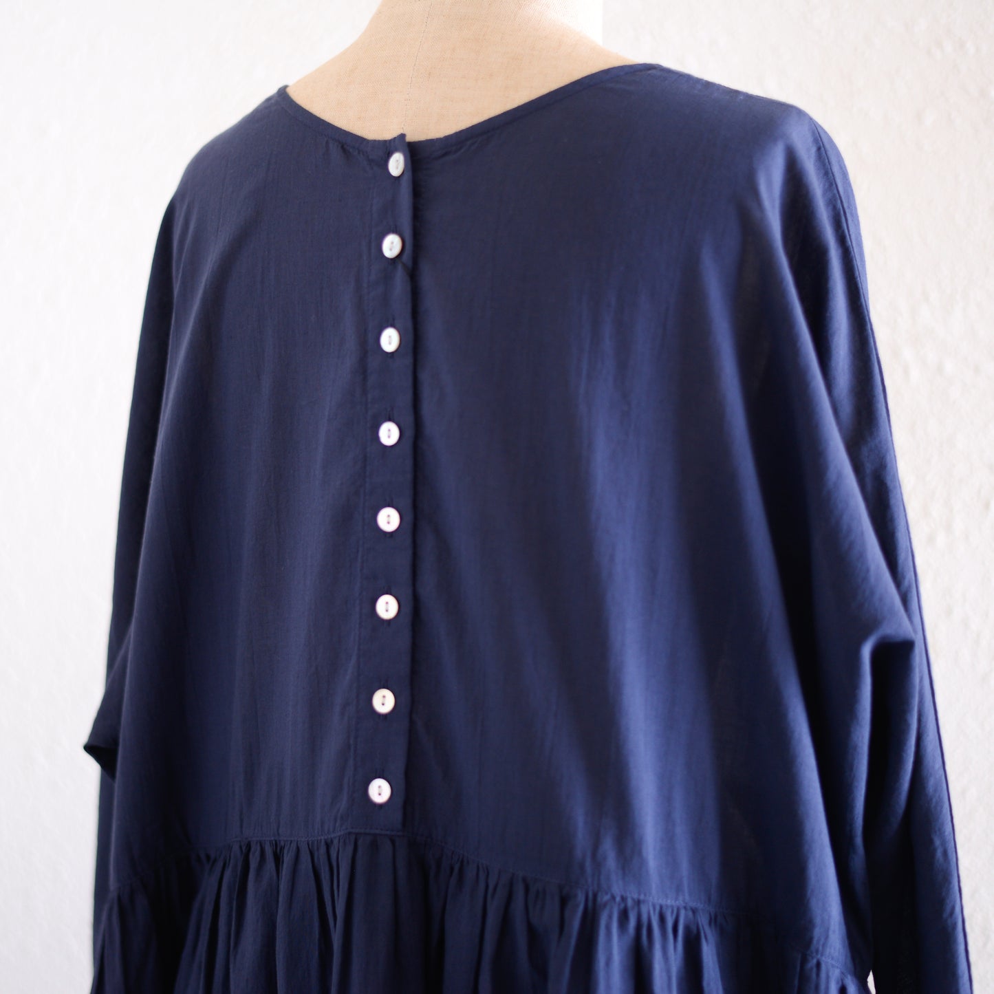 コットンリネン2ウェイギャザーワンピース Blue