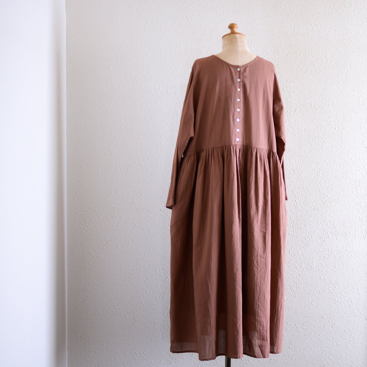 コットンリネン2ウェイギャザーワンピース Brown