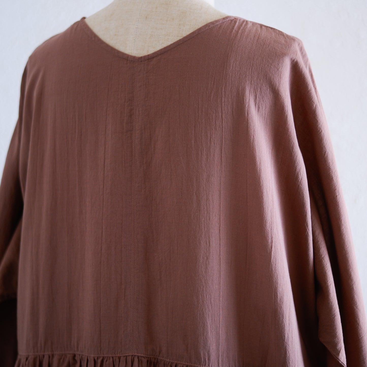 コットンリネン2ウェイギャザーワンピース Brown
