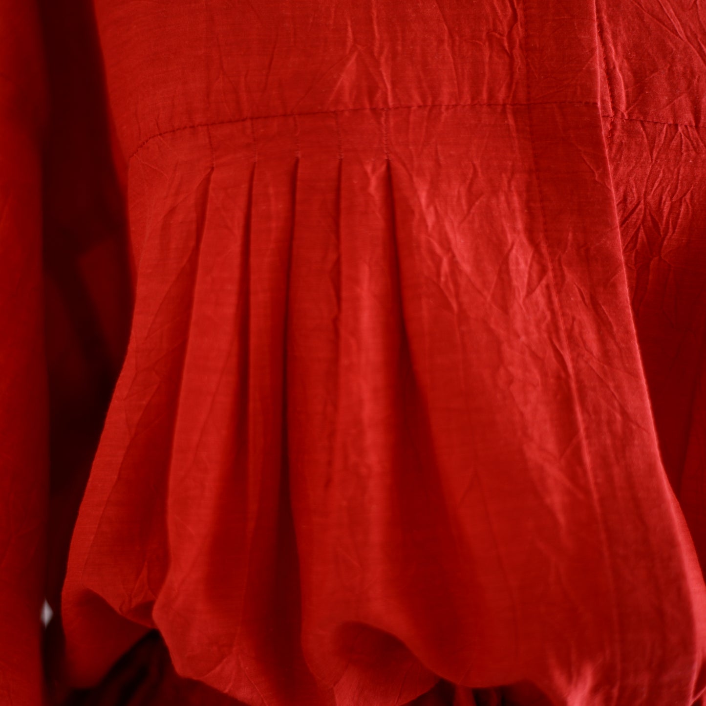 キュプラコットンリネンギャザーウエスト2ウェイワンピース Red