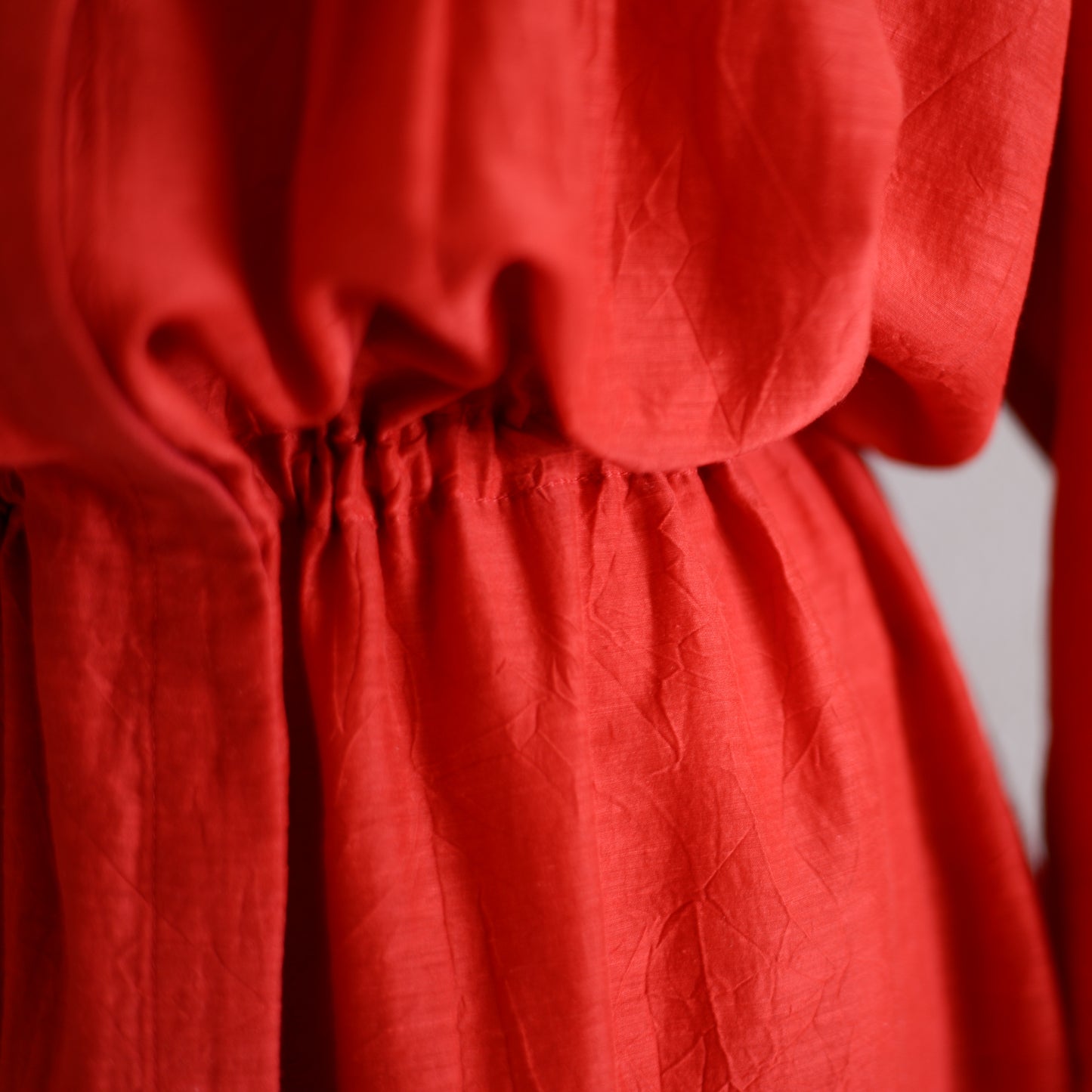 キュプラコットンリネンギャザーウエスト2ウェイワンピース Red