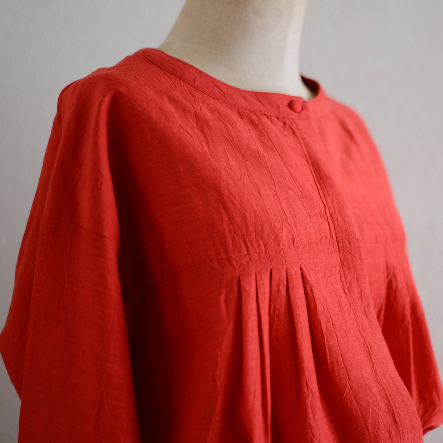 キュプラコットンリネンギャザーウエスト2ウェイワンピース Red