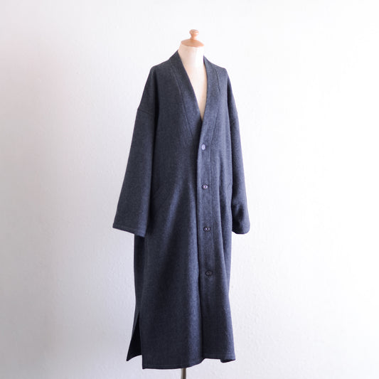 Soft wool collarless coat in Black