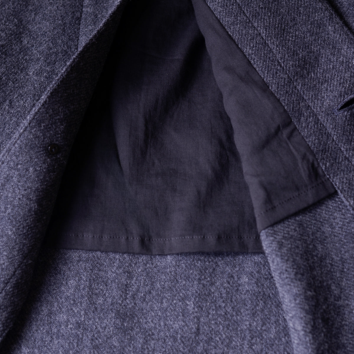 ソフトウールノーカラーコート Charcoal Gray