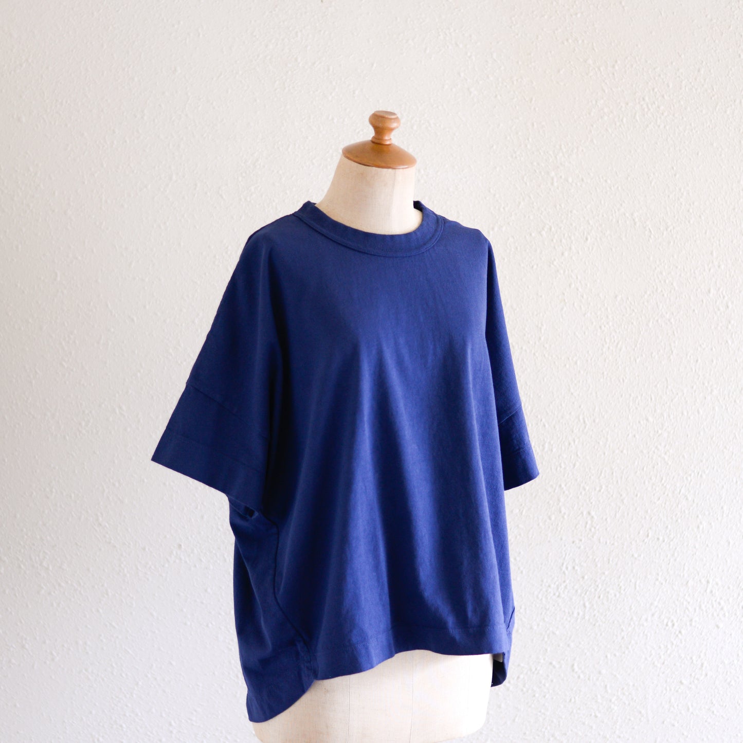 コットンドロップショルダーTシャツ Navy