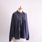 Cupra Cotton Stand-Collar Ruffle Blouse Charcoal Grey