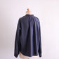 Cupra Cotton Stand-Collar Ruffle Blouse Charcoal Grey