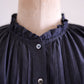 Cupra Cotton Stand-Collar Ruffle Blouse Charcoal Grey