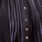 Cupra Cotton Stand-Collar Ruffle Blouse Charcoal Grey