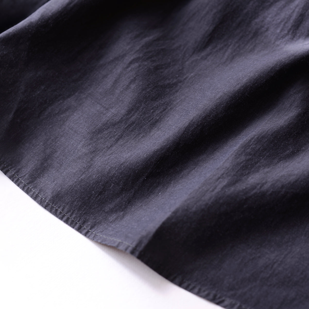 Cupra Cotton Stand-Collar Ruffle Blouse Charcoal Grey