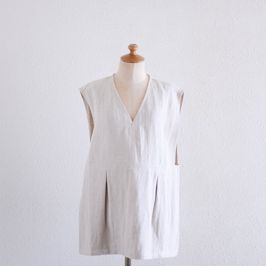 リネンVネックタックプルオーバー Natural