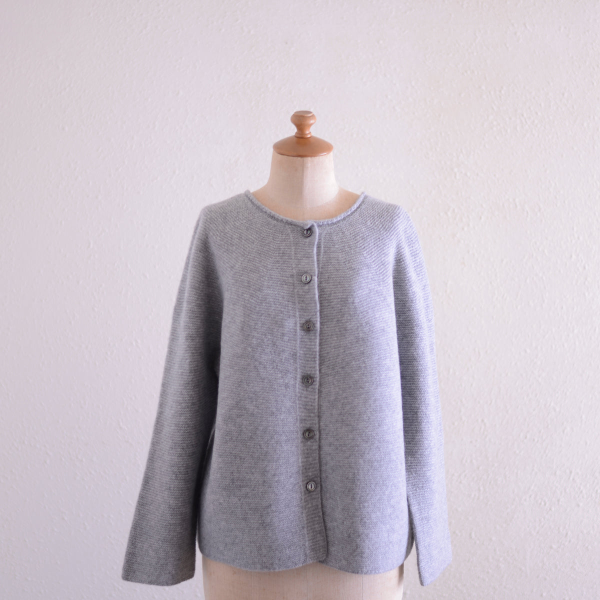 울 캐시미어 홀가먼트 2웨이 가디건 Gray Melange