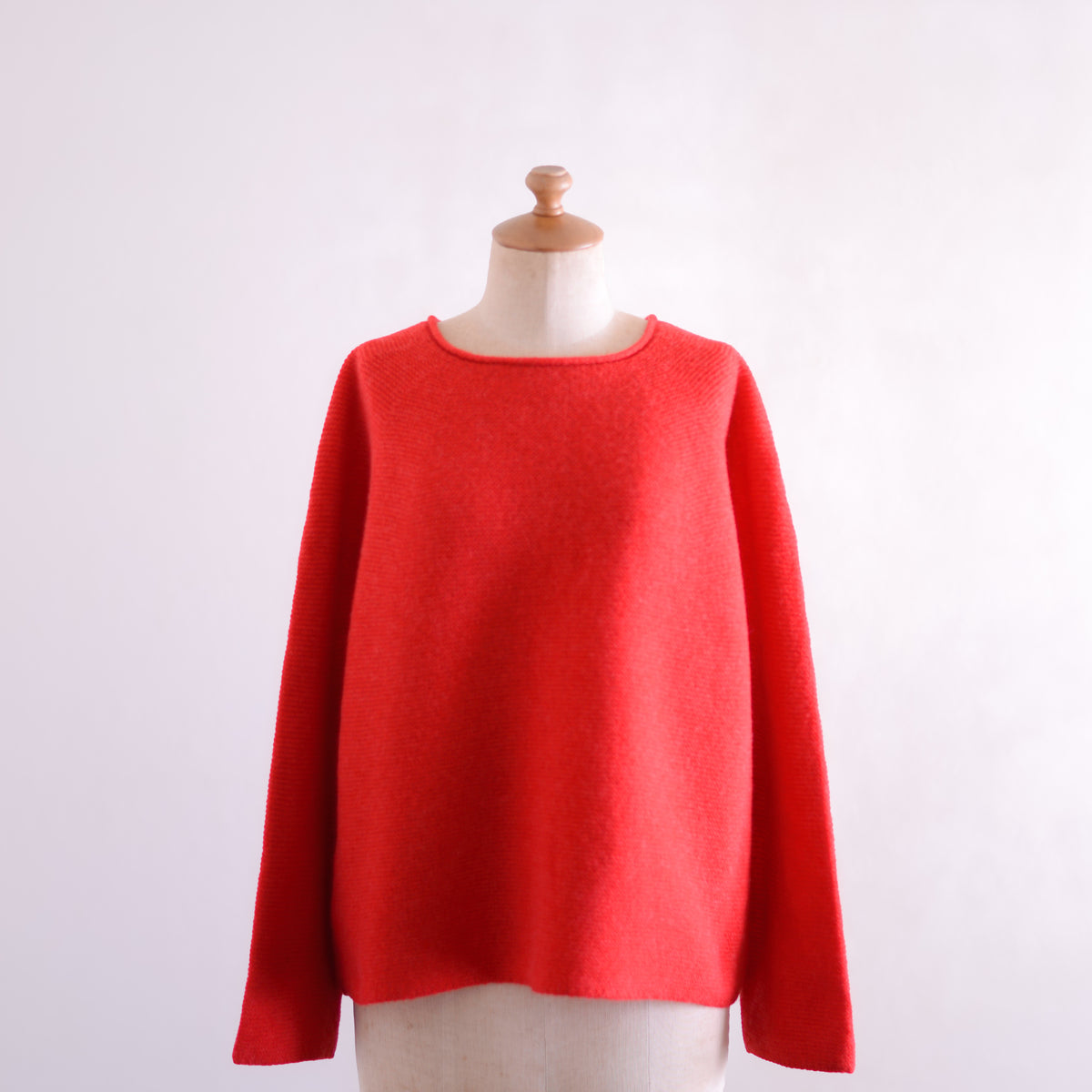 Wool Cashmere Whole Garment 2-Way Cardigan Red