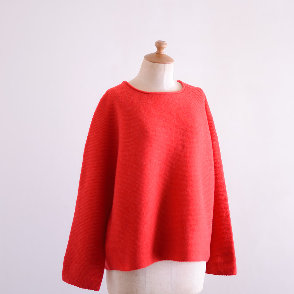 Wool Cashmere Whole Garment 2-Way Cardigan Red