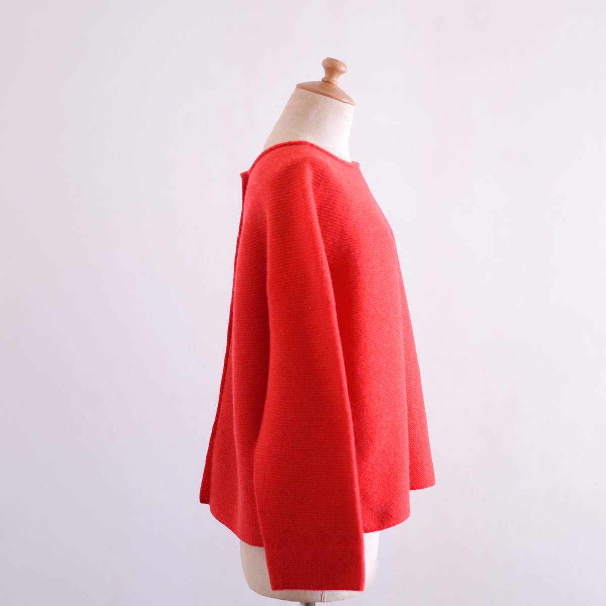 Wool Cashmere Whole Garment 2-Way Cardigan Red