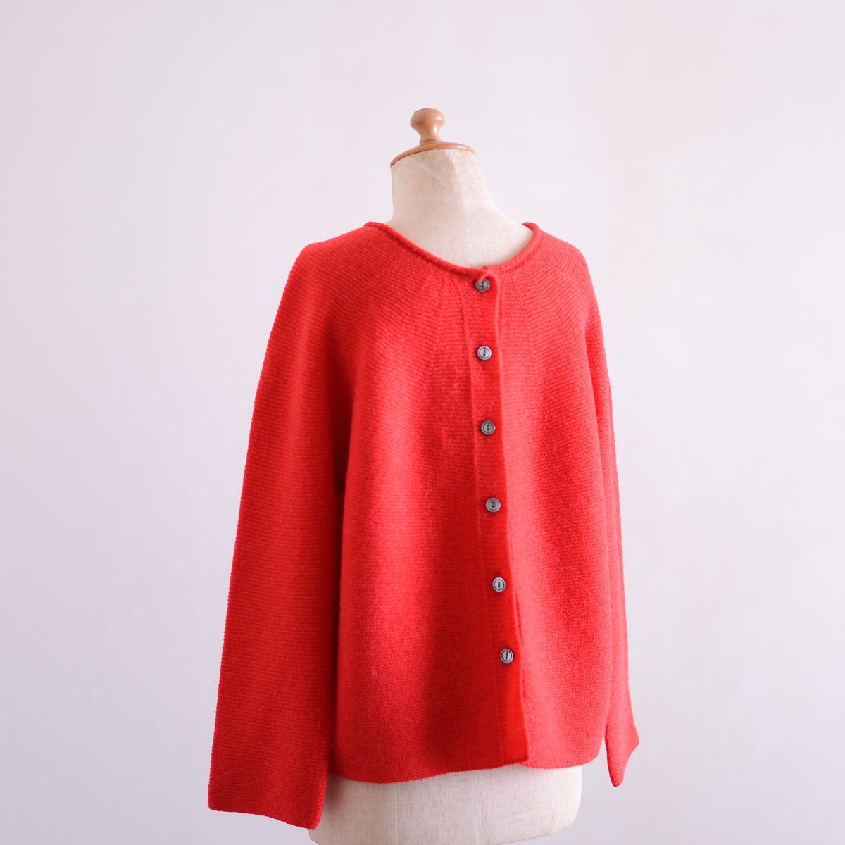 Wool Cashmere Whole Garment 2-Way Cardigan Red