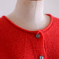 Wool Cashmere Whole Garment 2-Way Cardigan Red
