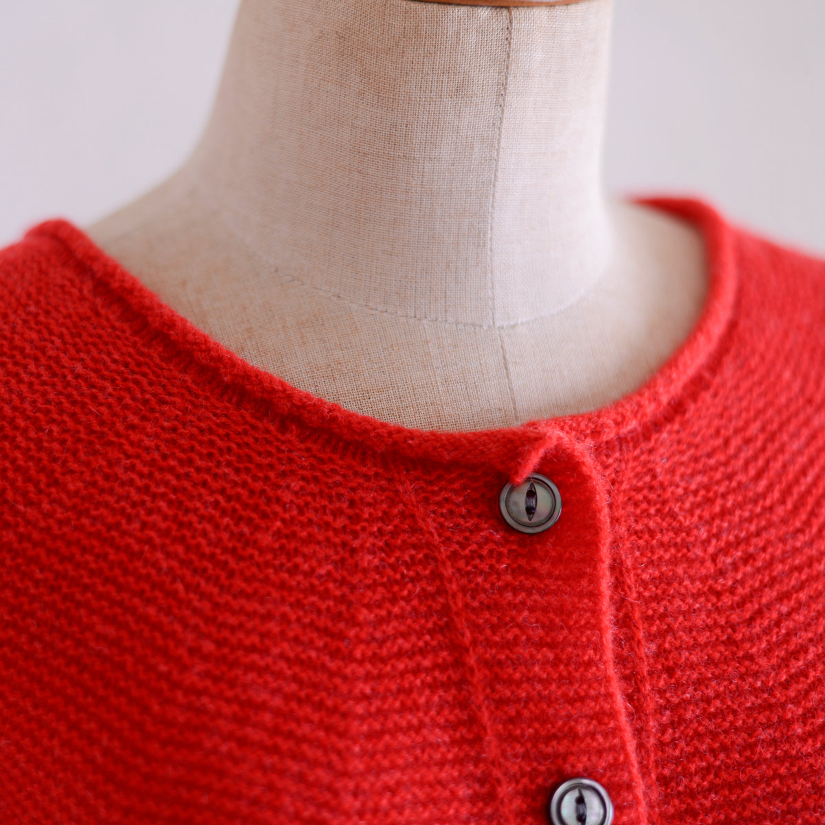 Wool Cashmere Whole Garment 2-Way Cardigan Red