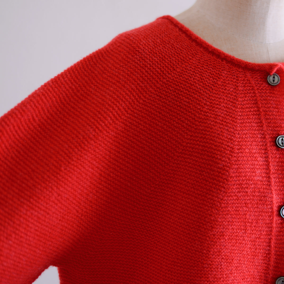 Wool Cashmere Whole Garment 2-Way Cardigan Red
