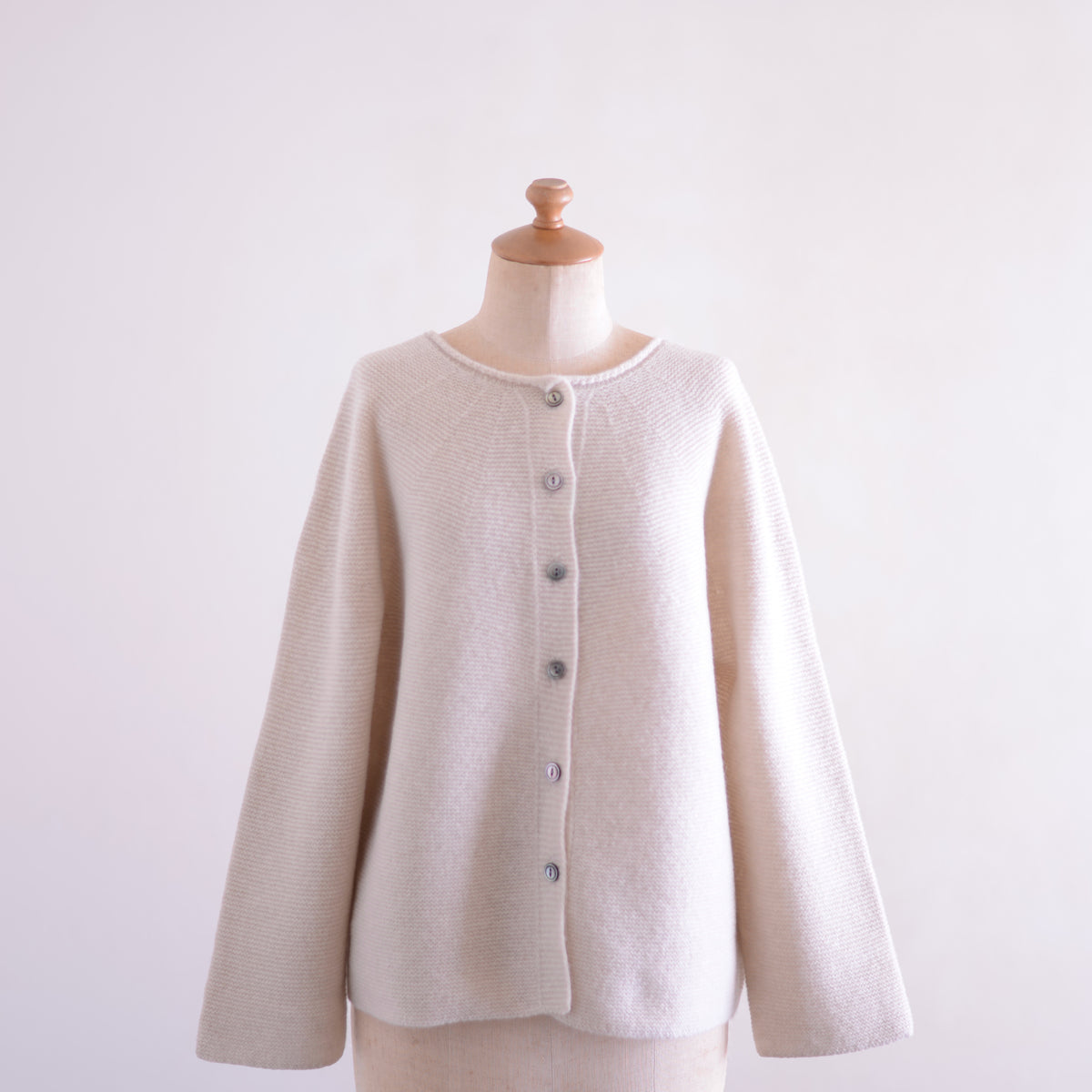 Wool Cashmere Whole Garment 2-Way Cardigan Oatmeal