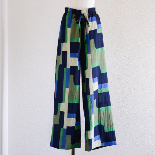 コットンプリンティッドワイドパンツ Green