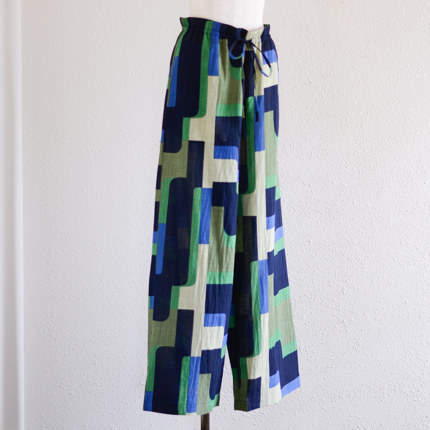 コットンプリンティッドワイドパンツ Green