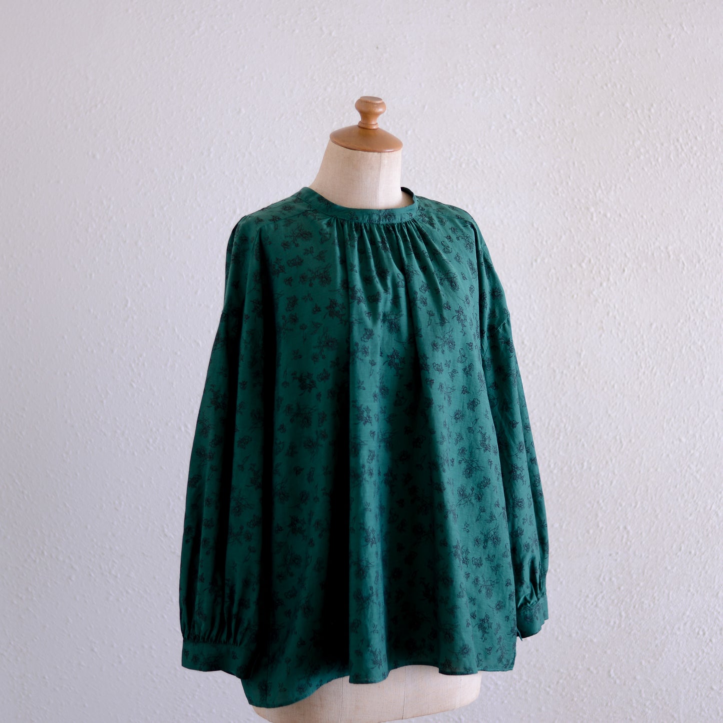 코튼 큐플러 2웨이 플라워 블라우스 Green