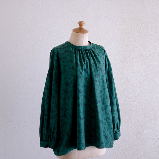 Cotton Cupra 2-Way Flower Blouse Green