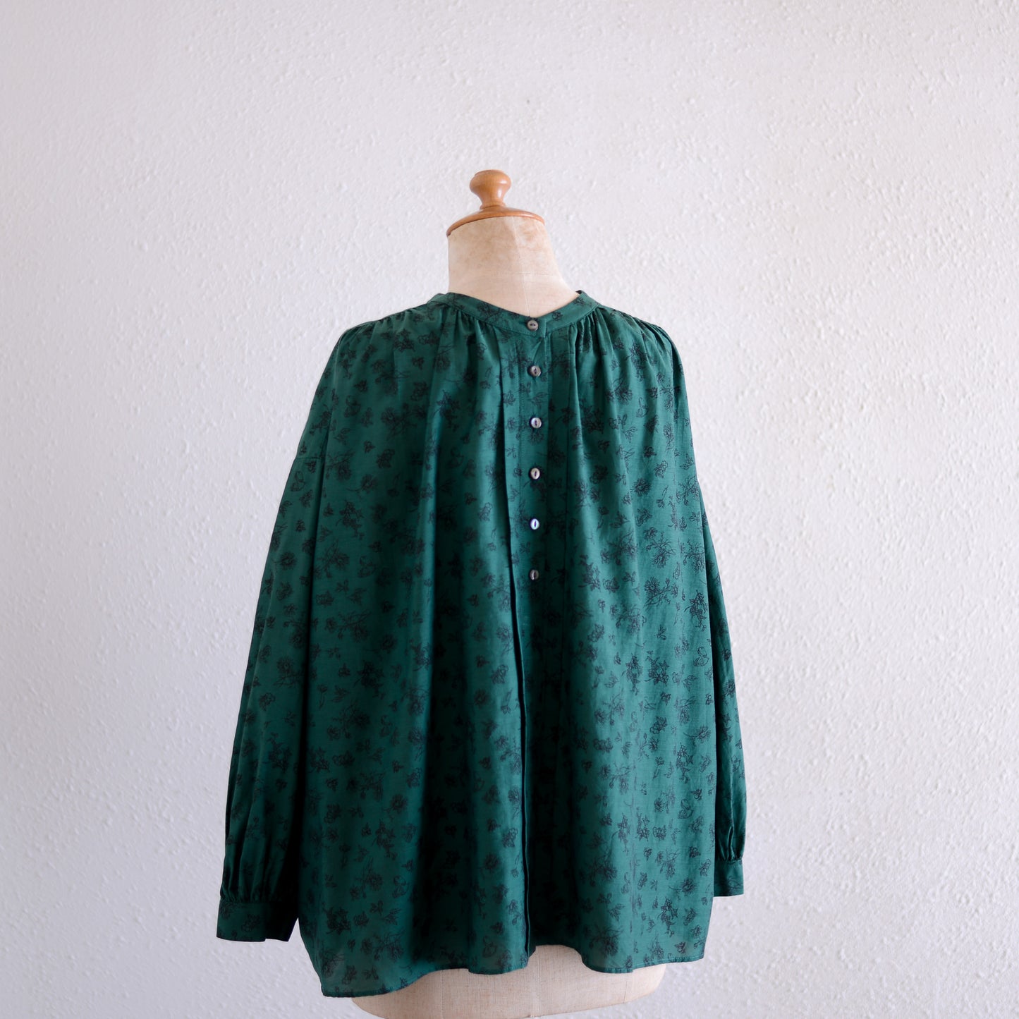 코튼 큐플러 2웨이 플라워 블라우스 Green