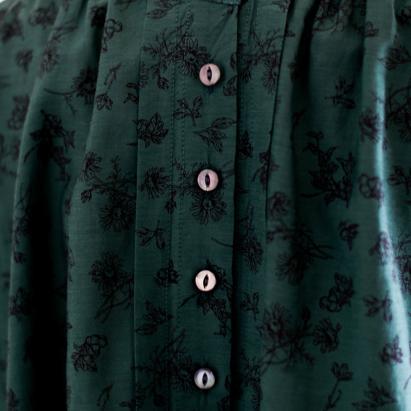 코튼 큐플러 2웨이 플라워 블라우스 Green