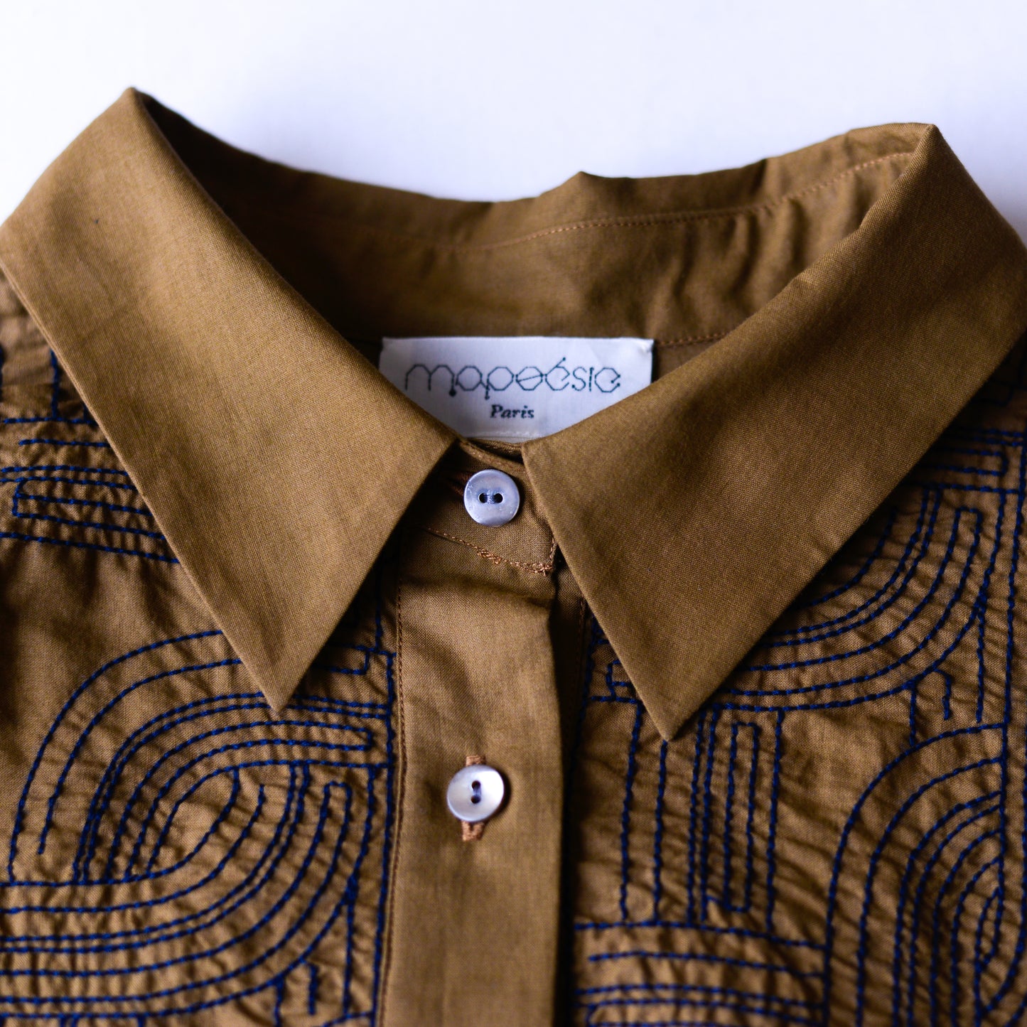 エンブロイダードコットンシャツ Khaki