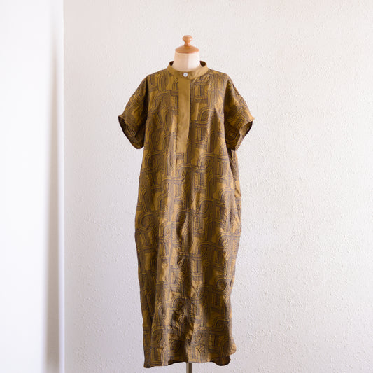 자수 코튼 원피스 Khaki