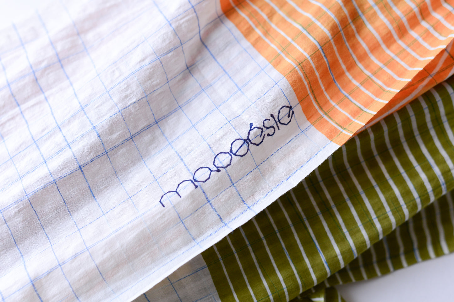 コットンショール Lime Check & Lines