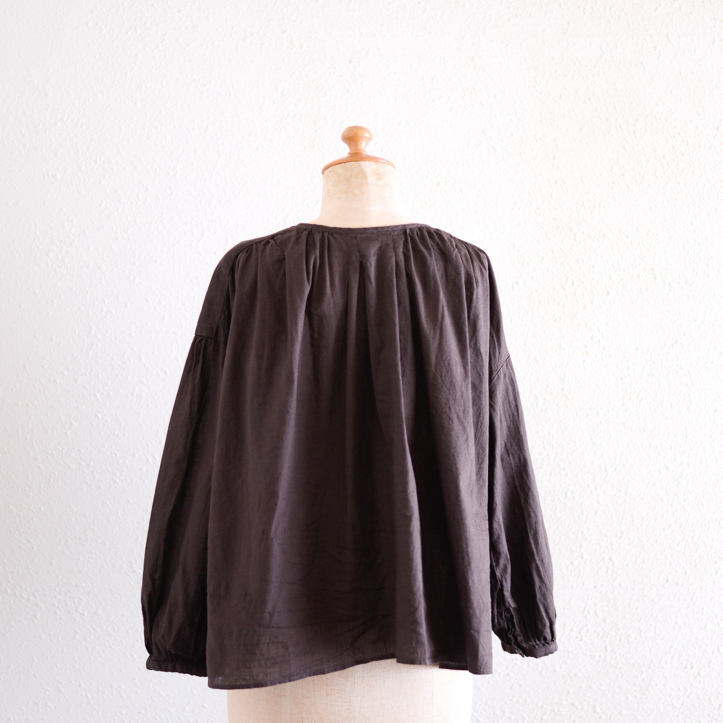 Cotton 2-way embroidered blouse, Brown