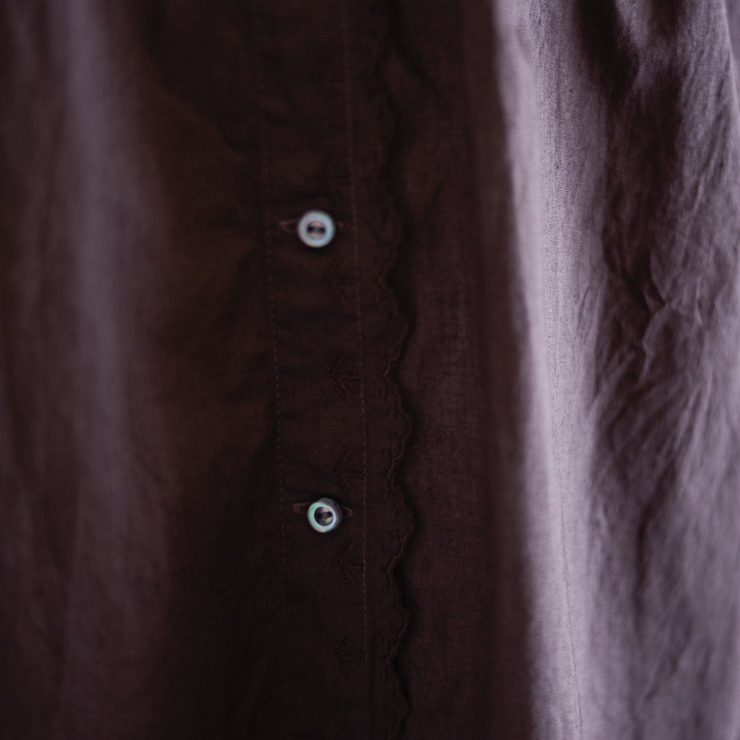 Cotton 2-way embroidered blouse, Brown