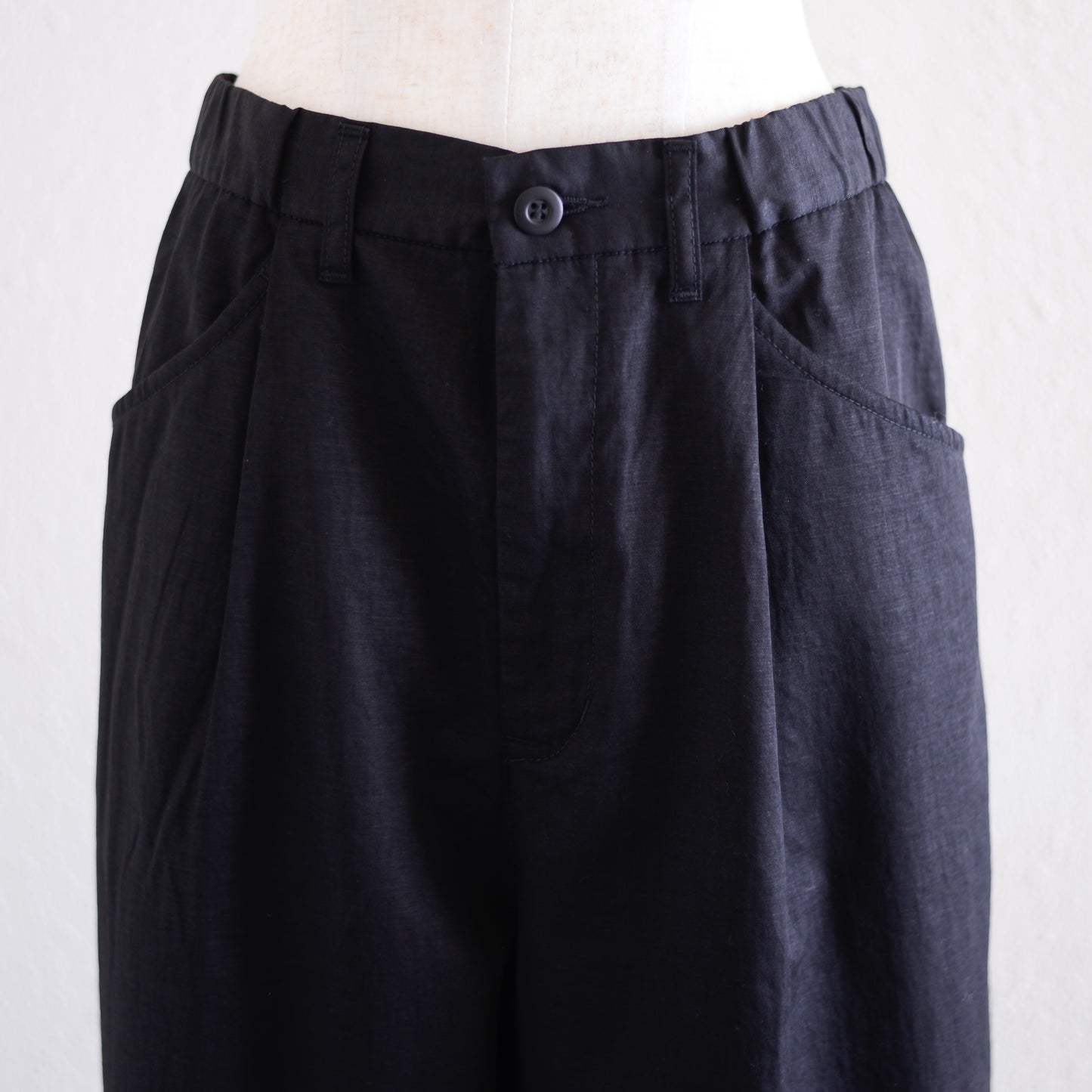 コットンリネンツイルパンツ Black