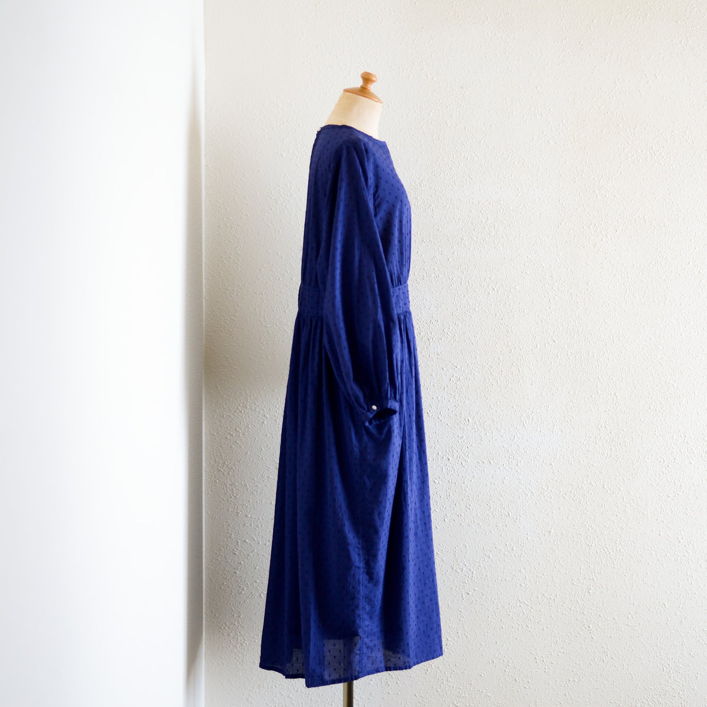 코튼 컷 도비 원피스 블루