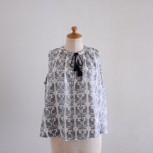 コットンジャガードスリーブレス Natural ×Black