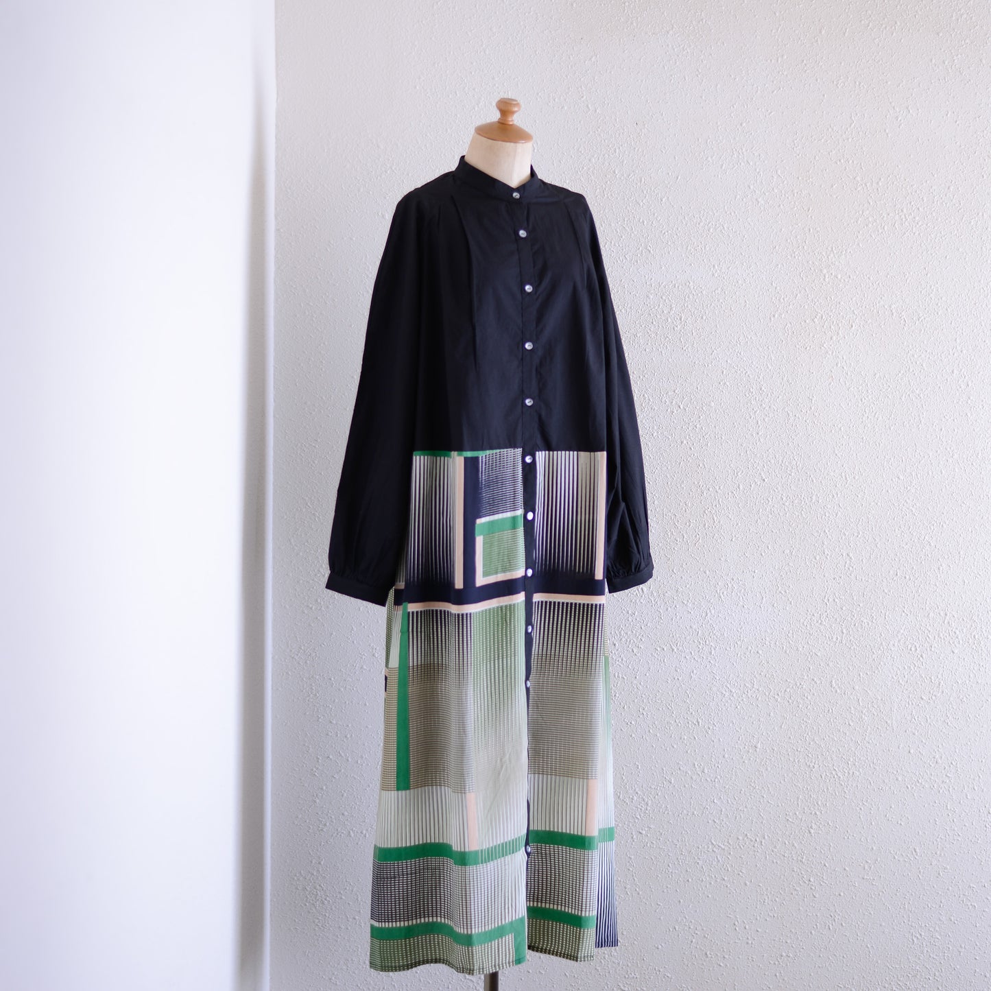 Silk Cotton Prism Dress Green