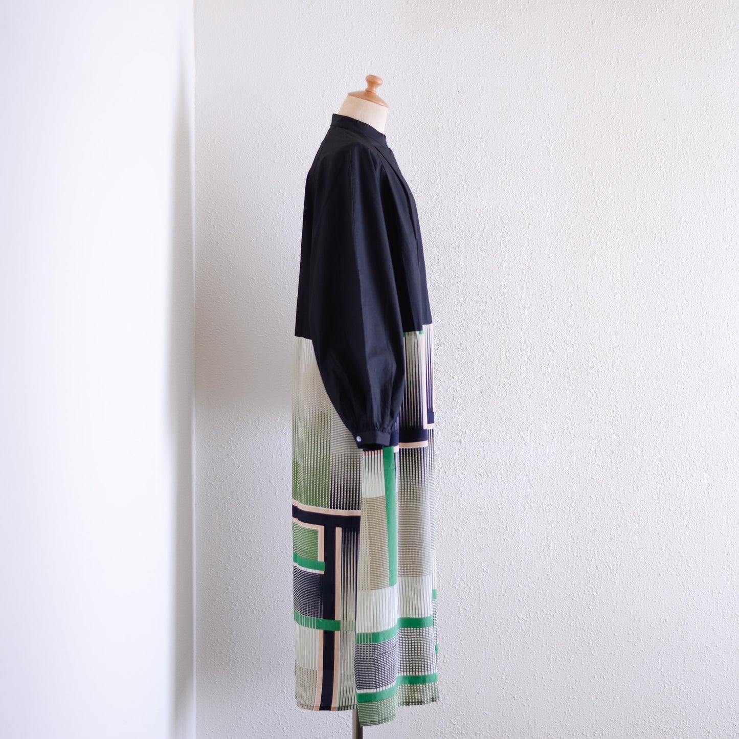 Silk Cotton Prism Dress Green