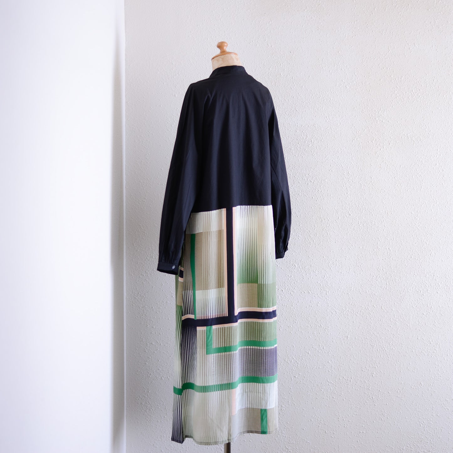 Silk Cotton Prism Dress Green