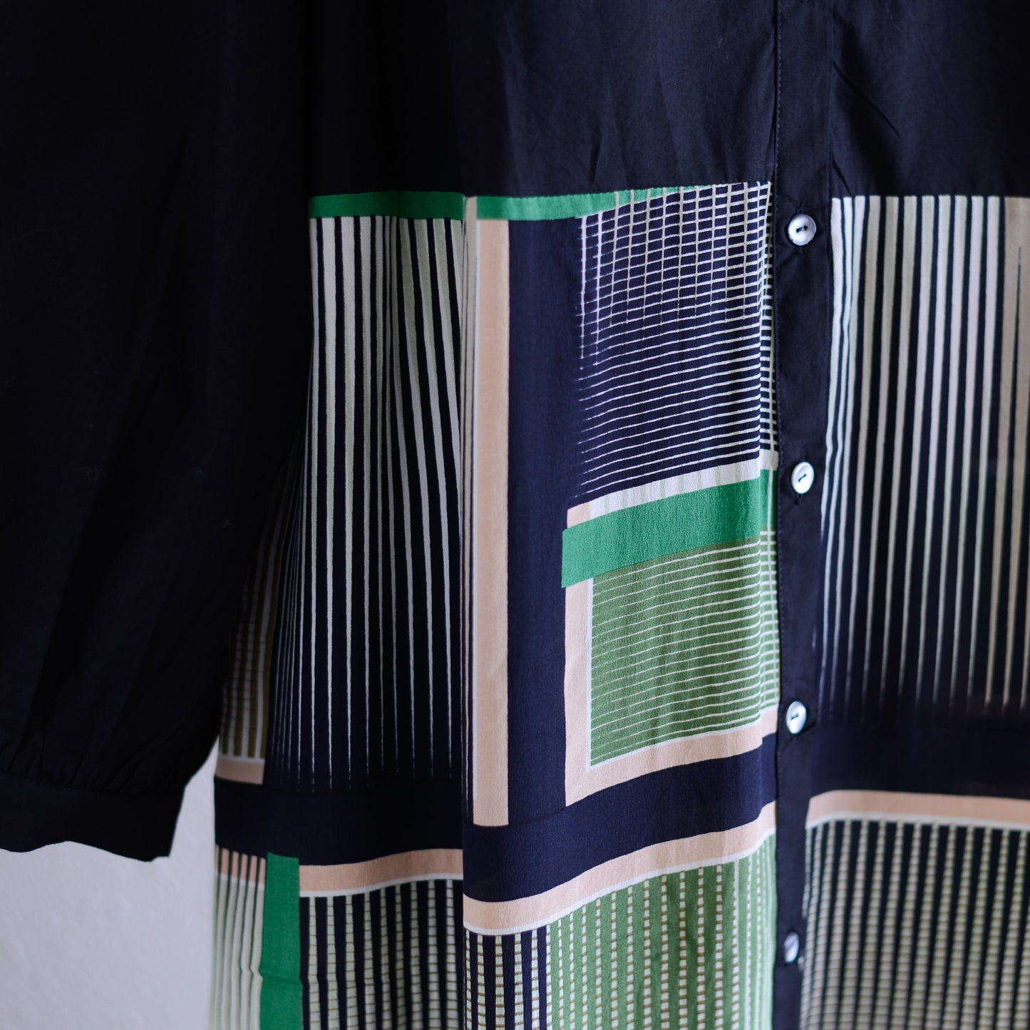 Silk Cotton Prism Dress Green