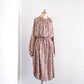 Viscose Text Print Dress Khaki×Pink